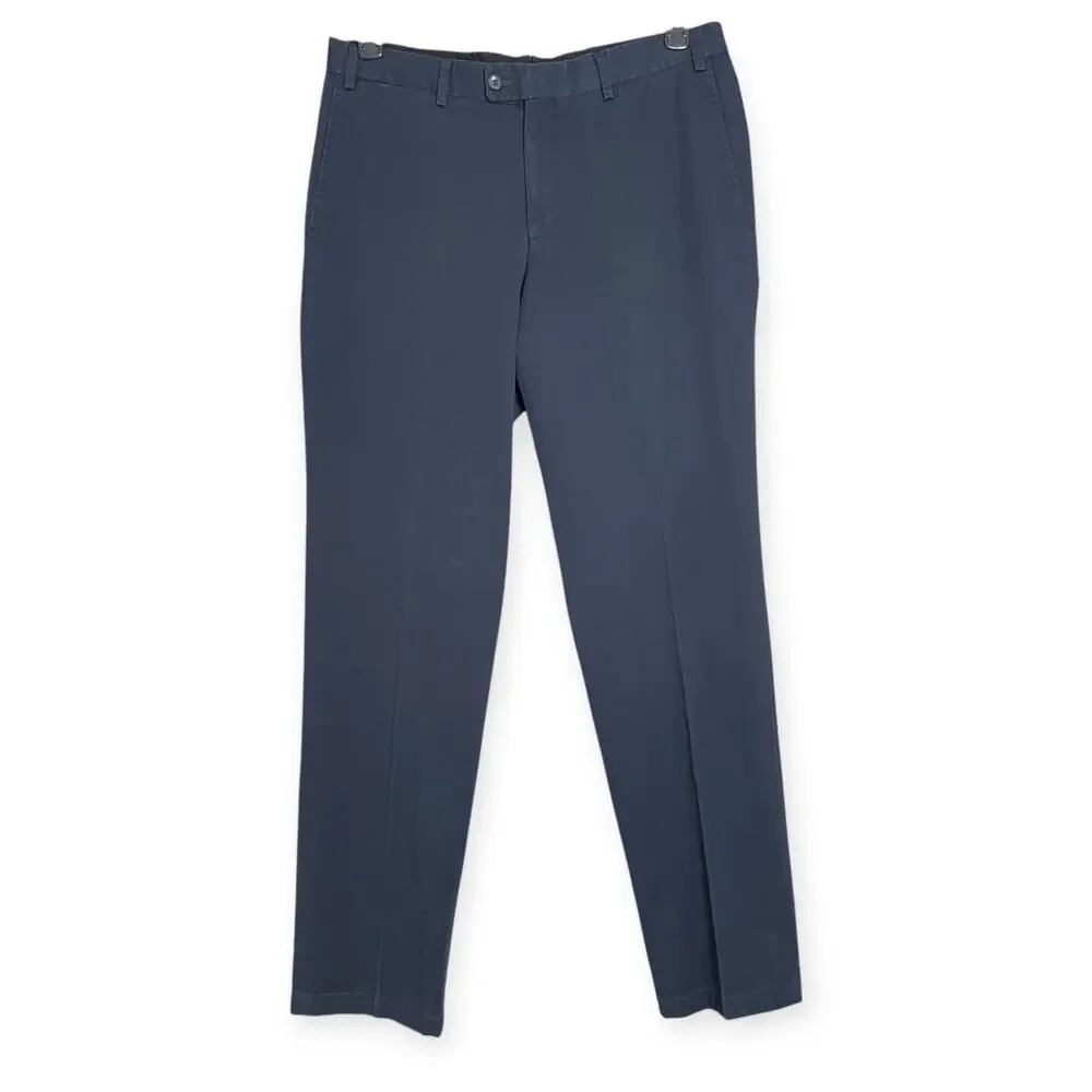 Hiltl Chino Trousers MENS 33x32 EU 50 Navy Cotton Blend Straight Leg Tailored